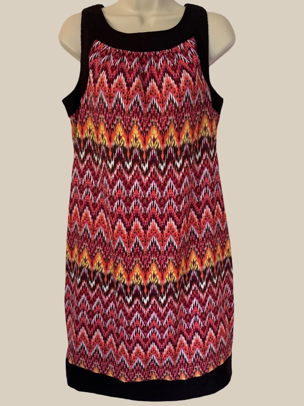 ALYX Limited Shift Dress Sleeveless Chevron Geometric Tribal Mod Print SZ 14